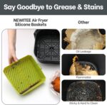 5 QT Air Fryer Silicone Liners for Ninja* AF141/AF142/AF181/AF182 & COSORI* CAF-L501, 2 Pack - NEWITEE BPA Free Platinum Silicone Basket, Square Reusable Air Fryer Liners with Handle - Image 4