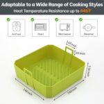 5 QT Air Fryer Silicone Liners for Ninja* AF141/AF142/AF181/AF182 & COSORI* CAF-L501, 2 Pack - NEWITEE BPA Free Platinum Silicone Basket, Square Reusable Air Fryer Liners with Handle - Image 6