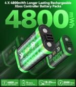Controller Charger Station with 4 x 4800mWh Rechargeable Battery Pack for Xbox Series/One X|S, RGB Controller Charging Dock with Rechargeable Batteries for Xbox Series Skins - Image 3