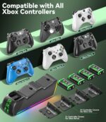 Controller Charger Station with 4 x 4800mWh Rechargeable Battery Pack for Xbox Series/One X|S, RGB Controller Charging Dock with Rechargeable Batteries for Xbox Series Skins - Image 7