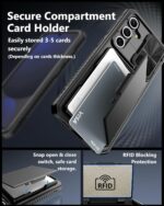 for Samsung Galaxy S24 FE Case with Card Holder(Store 4-5 Cards) [RFID Blocking] & Slide Camera Cover, Military Grade Protection, Rugged Silicone Wallet Case for Galaxy S24 FE 6.7" 2024, Black - Image 4