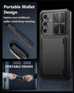 for Samsung Galaxy S24 FE Case with Card Holder(Store 4-5 Cards) [RFID Blocking] & Slide Camera Cover, Military Grade Protection, Rugged Silicone Wallet Case for Galaxy S24 FE 6.7" 2024, Black - Image 7