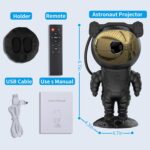 Astronaut Star Projector Galaxy Light with Timer and Remote Control, 360° Adjustable Starry Night Light Projector for Baby/Kids/Adults/Bedroom/Party/Home Decor/Game Room (Black) - Image 9