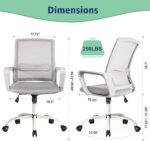 Office Chair, Ergonomic Desk Chair Mesh Task Chair Mid Back Swivel Computer Chair Height Adjustable Thick Cushion Seat with Armrests and Lumbar Support, Gray - Image 4