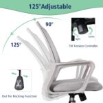 Office Chair, Ergonomic Desk Chair Mesh Task Chair Mid Back Swivel Computer Chair Height Adjustable Thick Cushion Seat with Armrests and Lumbar Support, Gray - Image 5