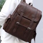 Leather Laptop Backpack Travel Backpack Carry on Flight Approved Dark Drown College Computer Back pack Large Work Backpack for Women Men Teacher Business BackPack - Image 3