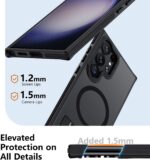 for Samsung Galaxy S23 Ultra Case, [Compatible with MagSafe], Adjustable Kickstand,Military Grade Drop Tested, Translucent Matte Phone Case for Galaxy S23 Ultra Case (Black) - Image 4