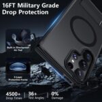 for Samsung Galaxy S23 Ultra Case, [Compatible with MagSafe], Adjustable Kickstand,Military Grade Drop Tested, Translucent Matte Phone Case for Galaxy S23 Ultra Case (Black) - Image 6