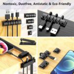ELII 327 PCS Cable Management Kit 4 Cable Cable Sleeves,65 Cable Clips with 13Cord Holders,25 Roll Cable Organizer Straps,200 Fastening Cable Ties,20 Cable Zip Tie Mounts for Computer (Black) - Image 3