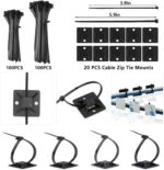 ELII 327 PCS Cable Management Kit 4 Cable Cable Sleeves,65 Cable Clips with 13Cord Holders,25 Roll Cable Organizer Straps,200 Fastening Cable Ties,20 Cable Zip Tie Mounts for Computer (Black) - Image 7