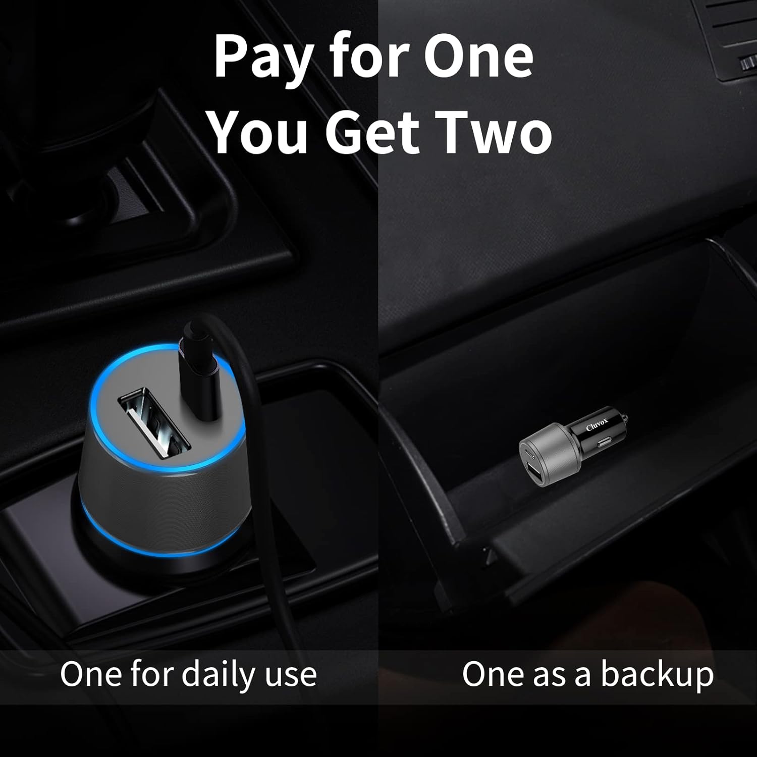 Cluvox 35W USB C Car Charger, 2 Pack Fast Charging Automobile Charger for iPhone 16/15 Plus/Pro/Max/14/13/12/11, Samsung Galaxy S25/S24, 20W Type C+ 15W Dual Ports Cargador Carro Lighter Adapter - Image 3