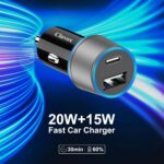 Cluvox 35W USB C Car Charger, 2 Pack Fast Charging Automobile Charger for iPhone 16/15 Plus/Pro/Max/14/13/12/11, Samsung Galaxy S25/S24, 20W Type C+ 15W Dual Ports Cargador Carro Lighter Adapter - Image 4
