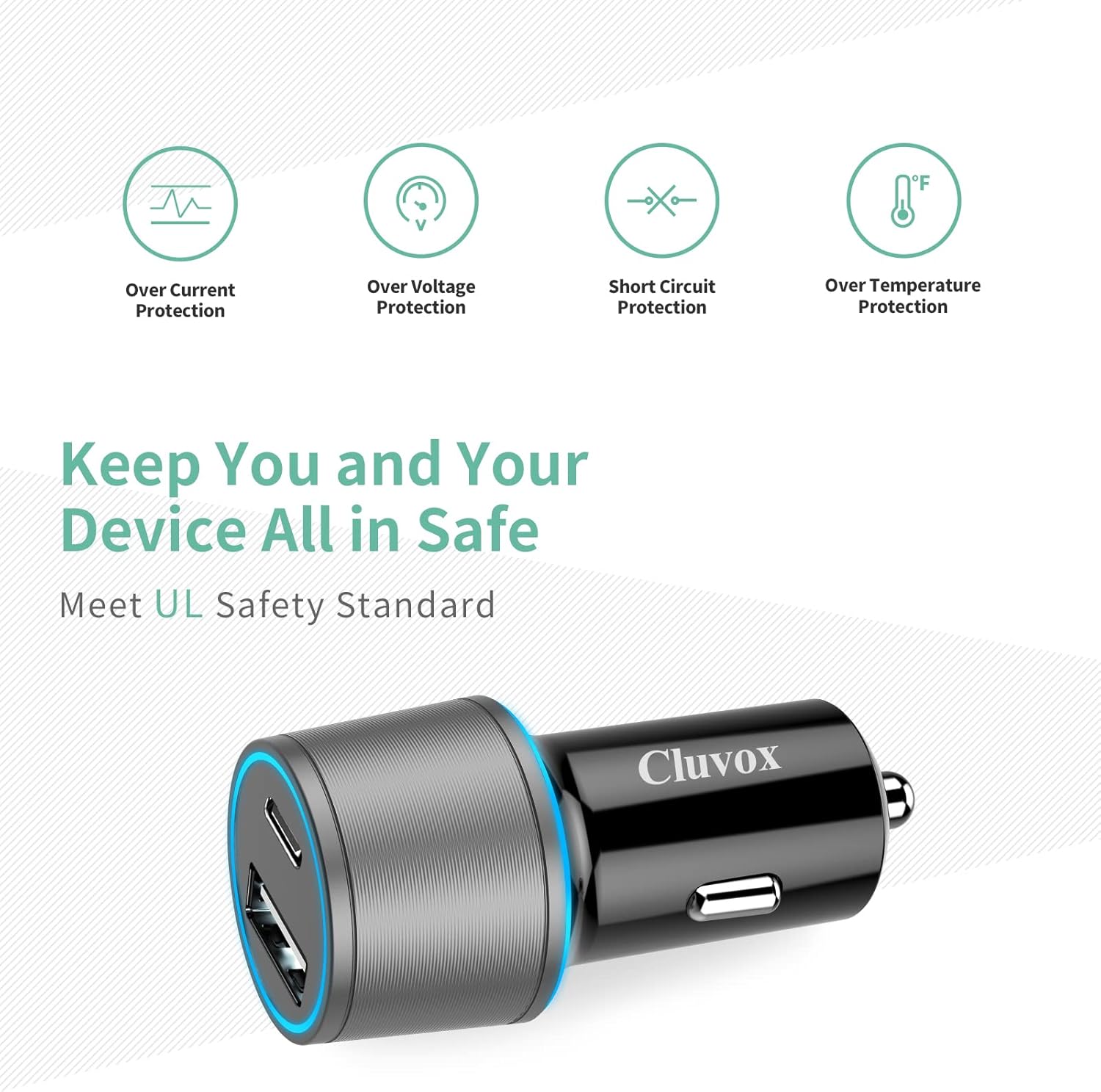 Cluvox 35W USB C Car Charger, 2 Pack Fast Charging Automobile Charger for iPhone 16/15 Plus/Pro/Max/14/13/12/11, Samsung Galaxy S25/S24, 20W Type C+ 15W Dual Ports Cargador Carro Lighter Adapter - Image 8