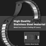 Metal Watch Band for Amazfit T-Rex 3 Band Beautifully Polished Stainless Steel Replacement Strap for Amazfit T-Rex 3 - Black Silver - Image 4