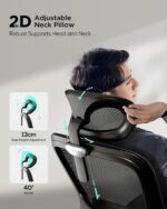 Hbada P2 Pro Ergonomic Office Chair, Office Chair with 3D Lumbar Support, Big and Tall Mesh Chair with 3D Arms, Headrest & Comfortable Seat, Home Office Desk Chair, Black - Image 4