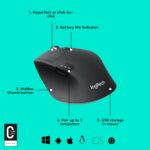 Logitech M720 Triathlon Wireless Mouse, Bluetooth, USB Unifying Receiver, 1000 DPI, 6 Programmable Buttons, 2-Year Battery, Compatible with Laptop, PC, Mac, iPadOS - Black - Image 7