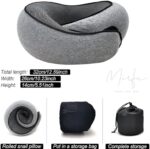 Travel Pillow with Drawstring Bag, Earplugs & Sleeping Mask, Neck Pillow, Memory Foam for Airplanes, 360 Degree Comfort and Breathability, Stowable U-Shaped Round Pillow (Dark Gray) - Image 3