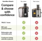 Hamilton Beach Juicer Machine, Big Mouth Large 3” Feed Chute for Whole Fruits and Vegetables, Easy to Clean, Centrifugal Extractor, BPA Free, 800W Motor, Black - Image 4