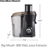 Hamilton Beach Juicer Machine, Big Mouth Large 3” Feed Chute for Whole Fruits and Vegetables, Easy to Clean, Centrifugal Extractor, BPA Free, 800W Motor, Black - Image 7