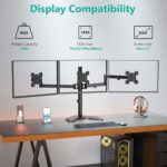 WALI Triple Monitor Stand, Free Standing Three LCD Monitor Fully Adjustable Desk Mount Fits 3 Screens up to 27 inch, 22 lbs Weight Capacity per Arm (MF003), Black - Image 4