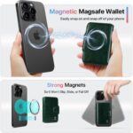 for MagSafe Wallet Magnetic Card Holder for iPhone 16/15/14/13/12, Pro/Max/Plus, RFID Blocking, 5 Slots Fit 7 Cards, 1 ID Window, Slim Luxury Leather Mag Safe Wallet for Women Men, Emerald Green - Image 4