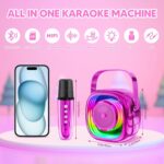 JYPS Mini Karaoke Machine for Kids - Portable Bluetooth Speaker with 2 Wireless Microphones, for Girls Boys Ages 3 4 5 6 7 8 9 10 11 12+, Family Party Toy (Pink-2Mic) - Image 3
