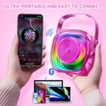 JYPS Mini Karaoke Machine for Kids - Portable Bluetooth Speaker with 2 Wireless Microphones, for Girls Boys Ages 3 4 5 6 7 8 9 10 11 12+, Family Party Toy (Pink-2Mic) - Image 4