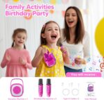 JYPS Mini Karaoke Machine for Kids - Portable Bluetooth Speaker with 2 Wireless Microphones, for Girls Boys Ages 3 4 5 6 7 8 9 10 11 12+, Family Party Toy (Pink-2Mic) - Image 7