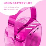 JYPS Mini Karaoke Machine for Kids - Portable Bluetooth Speaker with 2 Wireless Microphones, for Girls Boys Ages 3 4 5 6 7 8 9 10 11 12+, Family Party Toy (Pink-2Mic) - Image 8