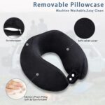 Neck Pillow Airplane Memory Foam Neck Pillow with Velvet Cover Soft Airplane Pillow for Sleeping Neck Support Travel Pillows for Adults Train Bus Office Home Black - Image 3