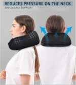 Neck Pillow Airplane Memory Foam Neck Pillow with Velvet Cover Soft Airplane Pillow for Sleeping Neck Support Travel Pillows for Adults Train Bus Office Home Black - Image 4