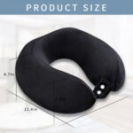 Neck Pillow Airplane Memory Foam Neck Pillow with Velvet Cover Soft Airplane Pillow for Sleeping Neck Support Travel Pillows for Adults Train Bus Office Home Black - Image 5
