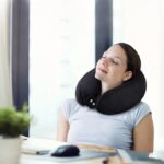 Neck Pillow Airplane Memory Foam Neck Pillow with Velvet Cover Soft Airplane Pillow for Sleeping Neck Support Travel Pillows for Adults Train Bus Office Home Black - Image 8