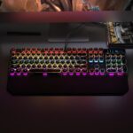 Camiysn Typewriter Style Mechanical Gaming Keyboard, Black Retro Punk Gaming Keyboard with RGB Backlit, 104 Keys Blue Switch Wired Cute Keyboard, Round Keycaps for Windows/Mac/PC - Image 8