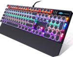 Camiysn Typewriter Style Mechanical Gaming Keyboard, Black Retro Punk Gaming Keyboard with RGB Backlit, 104 Keys Blue Switch Wired Cute Keyboard, Round Keycaps for Windows/Mac/PC - Image 10