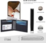 Slim Leather Wallet for Men - RFID Blocking Slim Minimalist Front Pocket - Thin & Stylish with ID Window, Gift For Men - Image 3