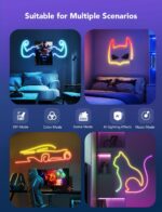 Govee RGBIC Neon Lights, LED Smart Neon Rope Light 2 Works with Matter, Alexa, Google Assistant, Custom DIY Neon Strip Lights for Bedroom and Wall Decor, Softer Material, 16.4ft, White - Image 8