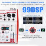 MW-6 6 Channel Professional DJ Audio Mixer, Portable Controller Mixer with DSP 99 Preset Effects for Live Streaming, Podcasting, Family Party (mw-6 white) - Image 5