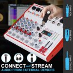 MW-6 6 Channel Professional DJ Audio Mixer, Portable Controller Mixer with DSP 99 Preset Effects for Live Streaming, Podcasting, Family Party (mw-6 white) - Image 7