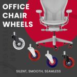 Upgraded Roller Blade Office Chair Wheels - 3 inch Ultra Smooth & Whisper Quiet Rolling Casters for Hardwood Floors & Carpet - Replacement Rubber Chair Casters - Heavy Duty - Set of 5 - Image 3