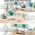 TEAMIX 3 Shelf Long Monitor Stand Riser with Metal Leg, Adjustable Stand for Desk Dual Triple Monitor Stand for 2/3 Screens/PCs/Printers/Laptops Desk Organizer for Home Office (White, 46 inch) - Image 4