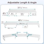 TEAMIX 3 Shelf Long Monitor Stand Riser with Metal Leg, Adjustable Stand for Desk Dual Triple Monitor Stand for 2/3 Screens/PCs/Printers/Laptops Desk Organizer for Home Office (White, 46 inch) - Image 5