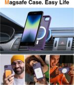 Meifigno Magnetic Case for iPhone SE 2022 Case/SE 2020 Case/iPhone 8 Case [Compatible with MagSafe], Translucent Matte Back with Aluminum Alloy Keys for iPhone 8/SE 2/SE 3 4.7", Deep Purple - Image 4