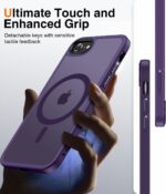Meifigno Magnetic Case for iPhone SE 2022 Case/SE 2020 Case/iPhone 8 Case [Compatible with MagSafe], Translucent Matte Back with Aluminum Alloy Keys for iPhone 8/SE 2/SE 3 4.7", Deep Purple - Image 5
