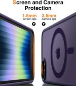 Meifigno Magnetic Case for iPhone SE 2022 Case/SE 2020 Case/iPhone 8 Case [Compatible with MagSafe], Translucent Matte Back with Aluminum Alloy Keys for iPhone 8/SE 2/SE 3 4.7", Deep Purple - Image 7
