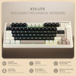 K75 Lite Wireless Mechanical Keyboard, 75% Gasket Mount RGB Gaming Keyboard w/ 3-Mode Knob BT 5.0/2.4G/USB-C Wired, Hot Swappable, 5-Layer Padding & Creamy Linear Switches, Compact 82 Keys - Image 3