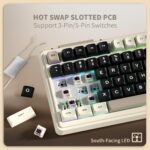 K75 Lite Wireless Mechanical Keyboard, 75% Gasket Mount RGB Gaming Keyboard w/ 3-Mode Knob BT 5.0/2.4G/USB-C Wired, Hot Swappable, 5-Layer Padding & Creamy Linear Switches, Compact 82 Keys - Image 6