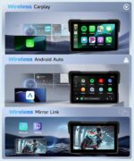 7Inch Motorcycle Carplay Screen, Wireless CarPlay & Android Auto with Design Mount Waterproof Touchscreen Supports GPS Navigation/Bluetooth Transmission/EQ - Image 3