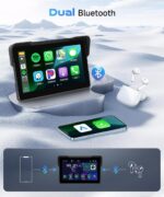 7Inch Motorcycle Carplay Screen, Wireless CarPlay & Android Auto with Design Mount Waterproof Touchscreen Supports GPS Navigation/Bluetooth Transmission/EQ - Image 4