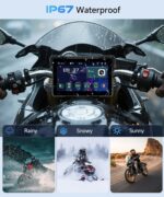 7Inch Motorcycle Carplay Screen, Wireless CarPlay & Android Auto with Design Mount Waterproof Touchscreen Supports GPS Navigation/Bluetooth Transmission/EQ - Image 5